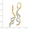 14K Two-tone Spiral Dangle Leverback Earrings
