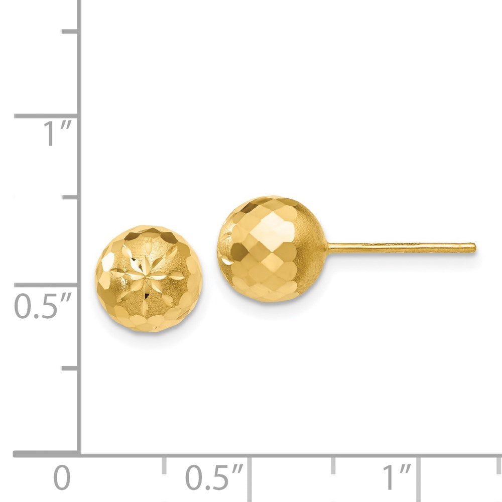 14k 8mm Diamond-cut Puffed Mirror Ball Post Earrings