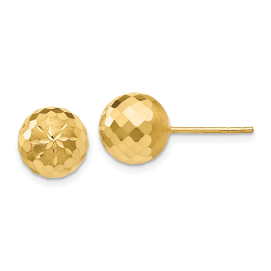 Gold Diamond-cut Ball Post Earrings