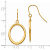 14k Polished Tapered Flat Oval Dangle French Hook Earrings