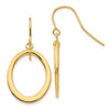 14k Polished Tapered Flat Oval Dangle French Hook Earrings