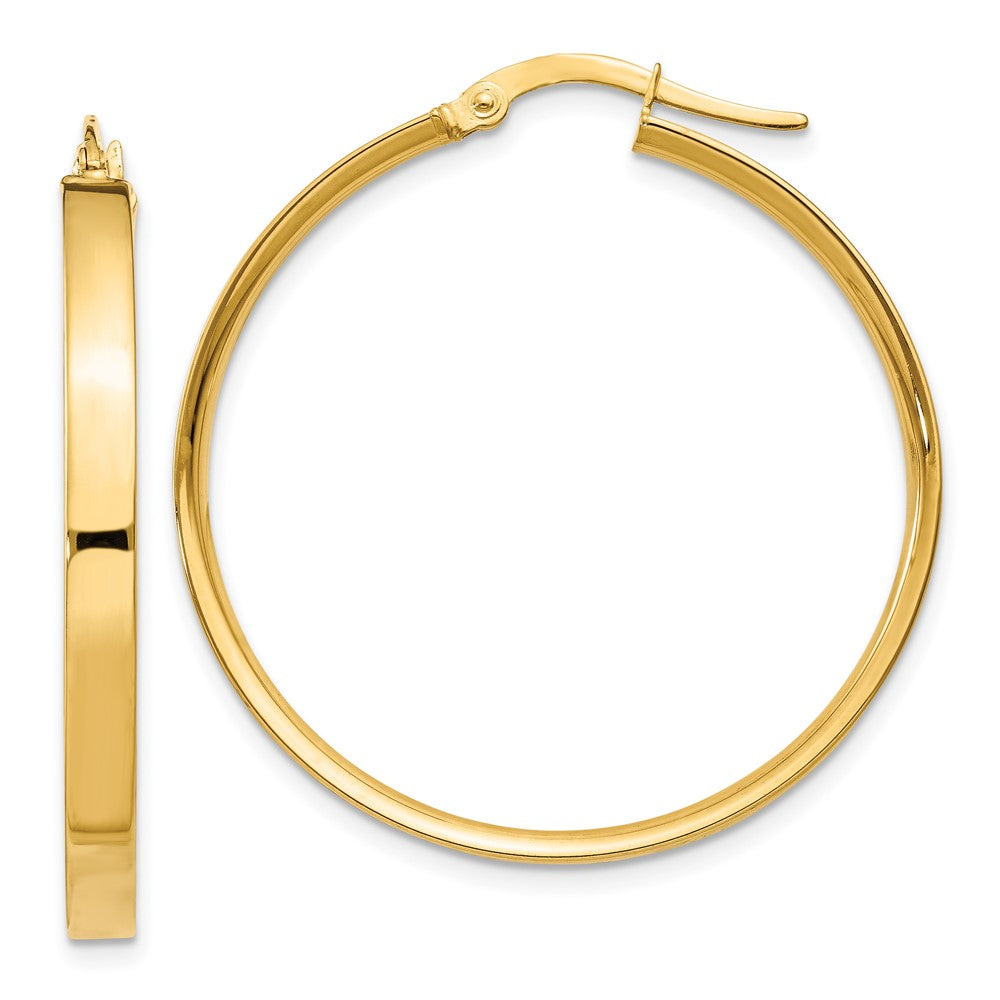 Gold Flat Square Tube Hoop Earrings