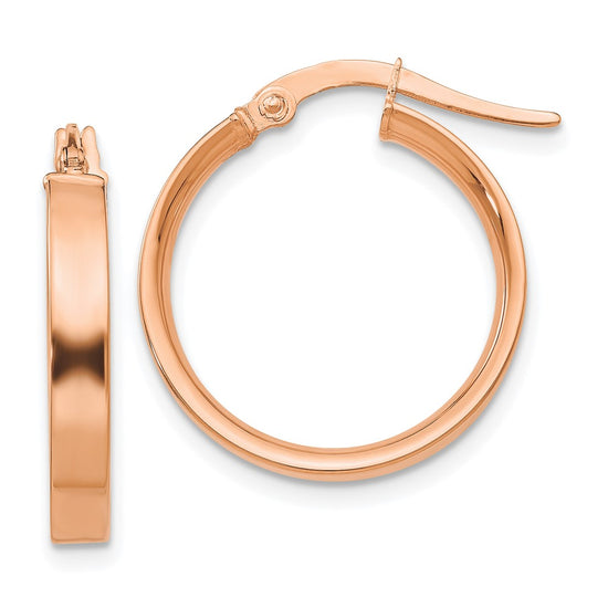 Gold Flat Square Tube Hoop Earrings