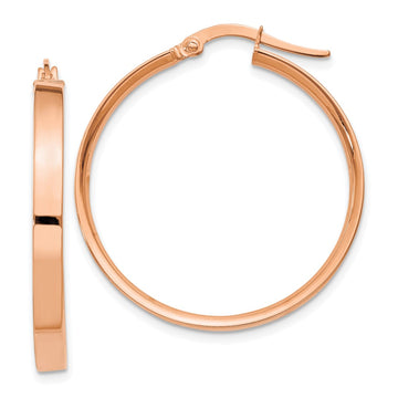 Gold Flat Square Tube Hoop Earrings