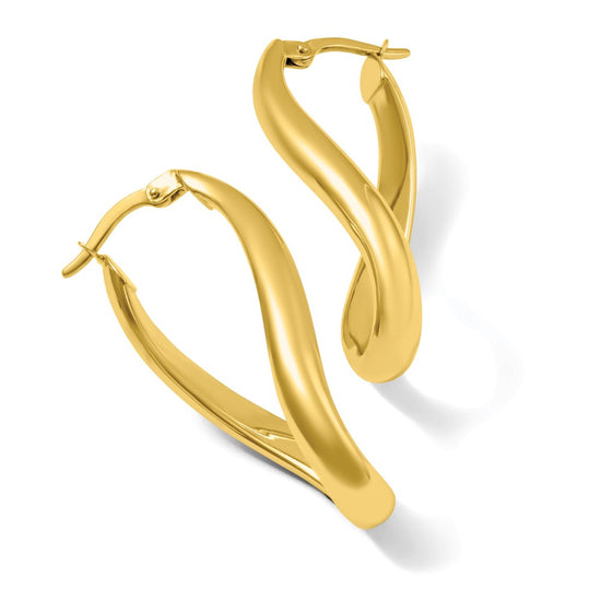 14k 3mm Twisted Oval Hoop Earrings