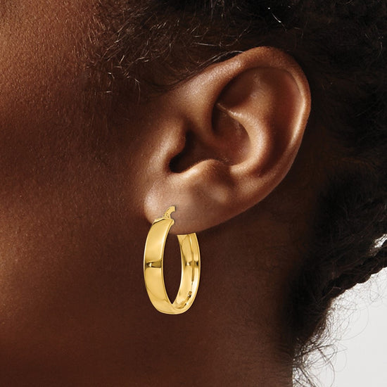 Gold Half Round Tube Hoop Earrings