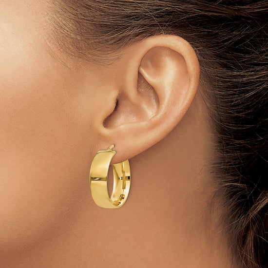 Gold Half Round Tube Hoop Earrings