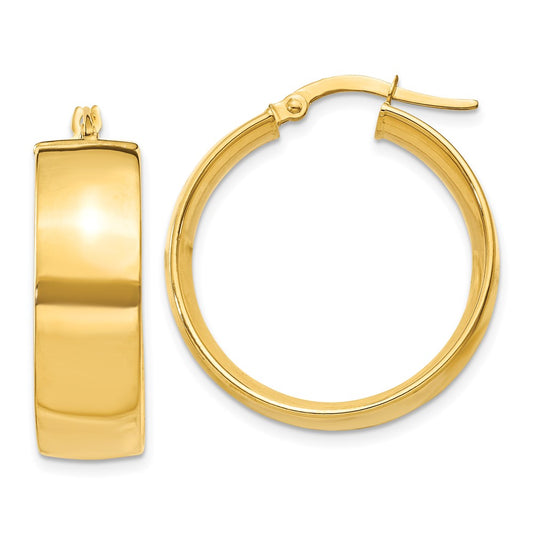 Gold Half Round Tube Hoop Earrings