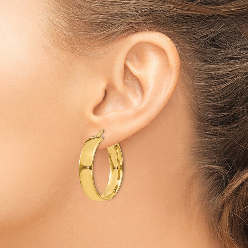 Gold Half Round Tube Hoop Earrings