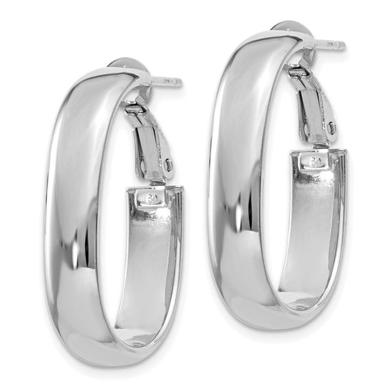 Gold Half Round Tube Oval Omega Back Hoop Earrings