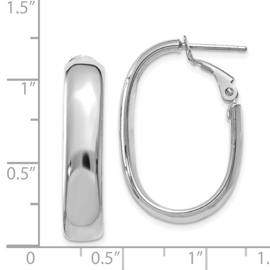 Gold Half Round Tube Oval Omega Back Hoop Earrings