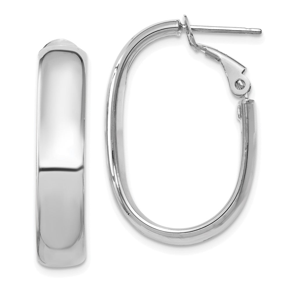 Gold Half Round Tube Oval Omega Back Hoop Earrings