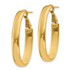Gold Half Round Tube Oval Omega Back Hoop Earrings