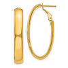 Gold Half Round Tube Oval Omega Back Hoop Earrings