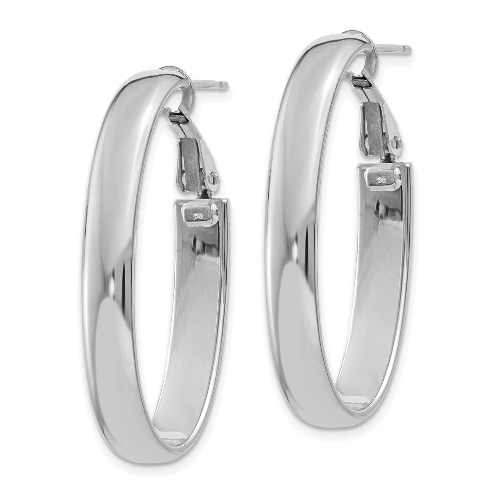 Gold Half Round Tube Oval Omega Back Hoop Earrings