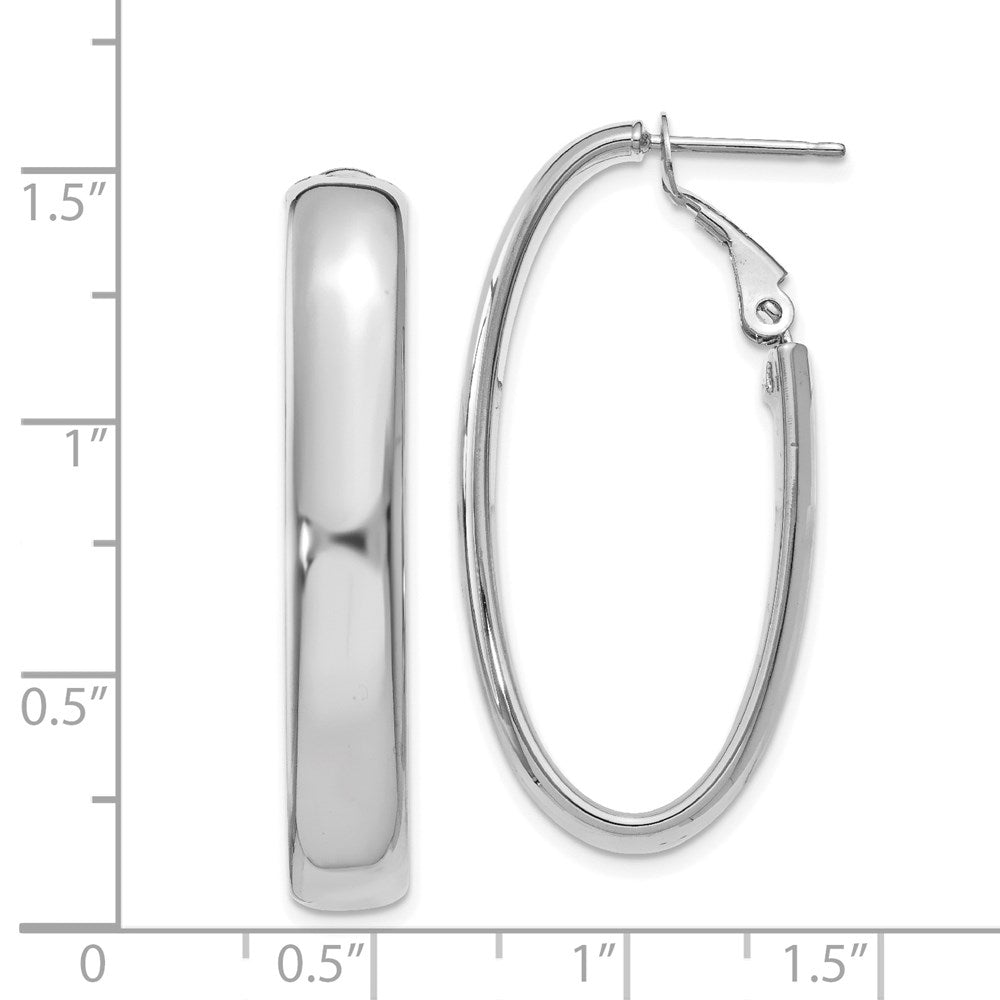 Gold Half Round Tube Oval Omega Back Hoop Earrings