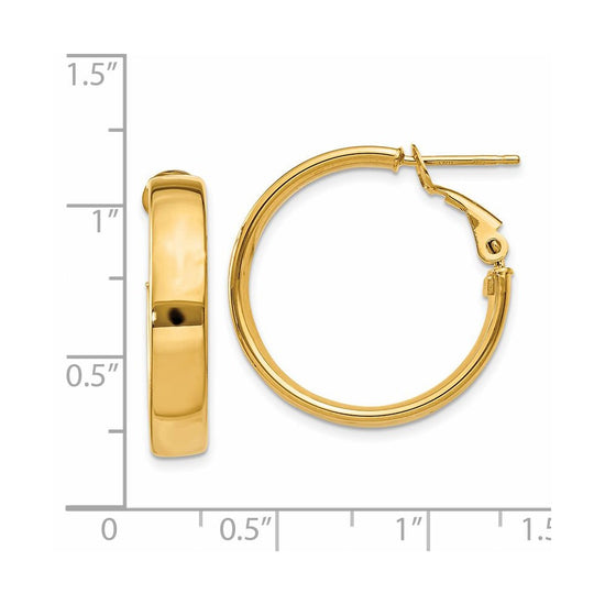 Gold Half Round Tube Omega Back Hoop Earrings