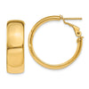 14k 8x24mm Polished Flat Tube Omega Back Hoop Earrings