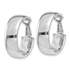 14k White Gold 8x24mm Polished Flat Tube Omega Back Hoop Earrings