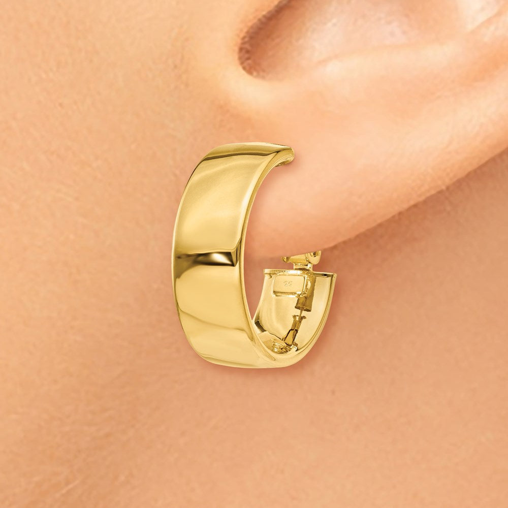 Gold Half Round Tube Omega Back Hoop Earrings