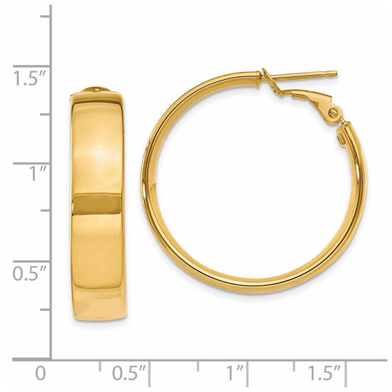 Gold Half Round Tube Omega Back Hoop Earrings