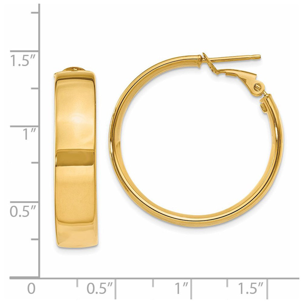 Gold Half Round Tube Omega Back Hoop Earrings