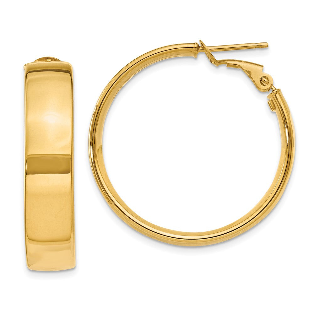 Gold Half Round Tube Omega Back Hoop Earrings