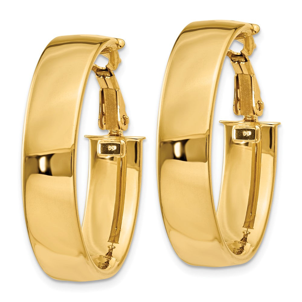Gold Half Round Tube Oval Omega Back Hoop Earrings