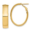 Gold Half Round Tube Oval Omega Back Hoop Earrings