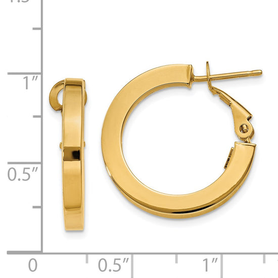 14k 3x21mm Square Tube Round Hoop Earrings