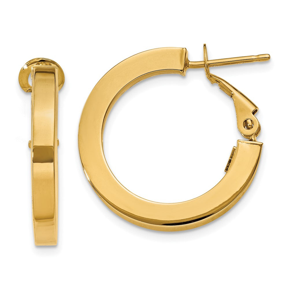 14k 3x21mm Square Tube Round Hoop Earrings