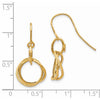 14K Small Twisted Circle Dangle French Hook Earrings
