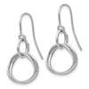 14K White Gold Small Twisted Circle Dangle French Hook Earrings