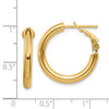 Gold Round Tube Omega Back Hoop Earrings