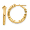 14k 3x22mm Polished Round Omega Back Tube Hoop Earrings