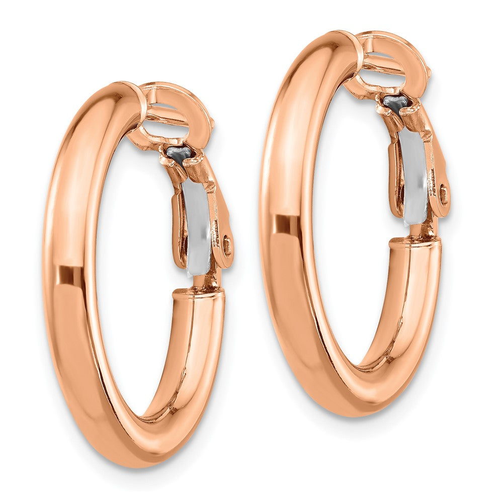 Gold Round Tube Omega Back Hoop Earrings