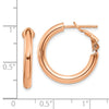Gold Round Tube Omega Back Hoop Earrings