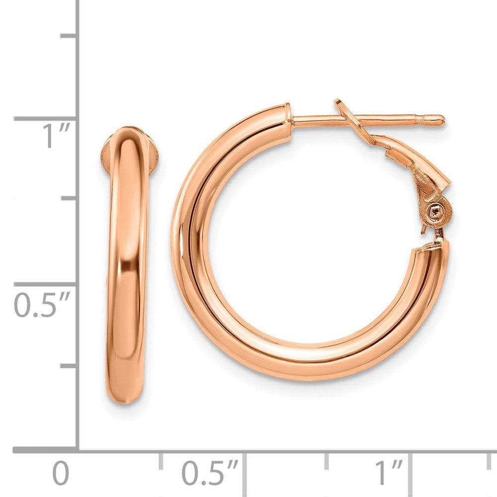 Gold Round Tube Omega Back Hoop Earrings