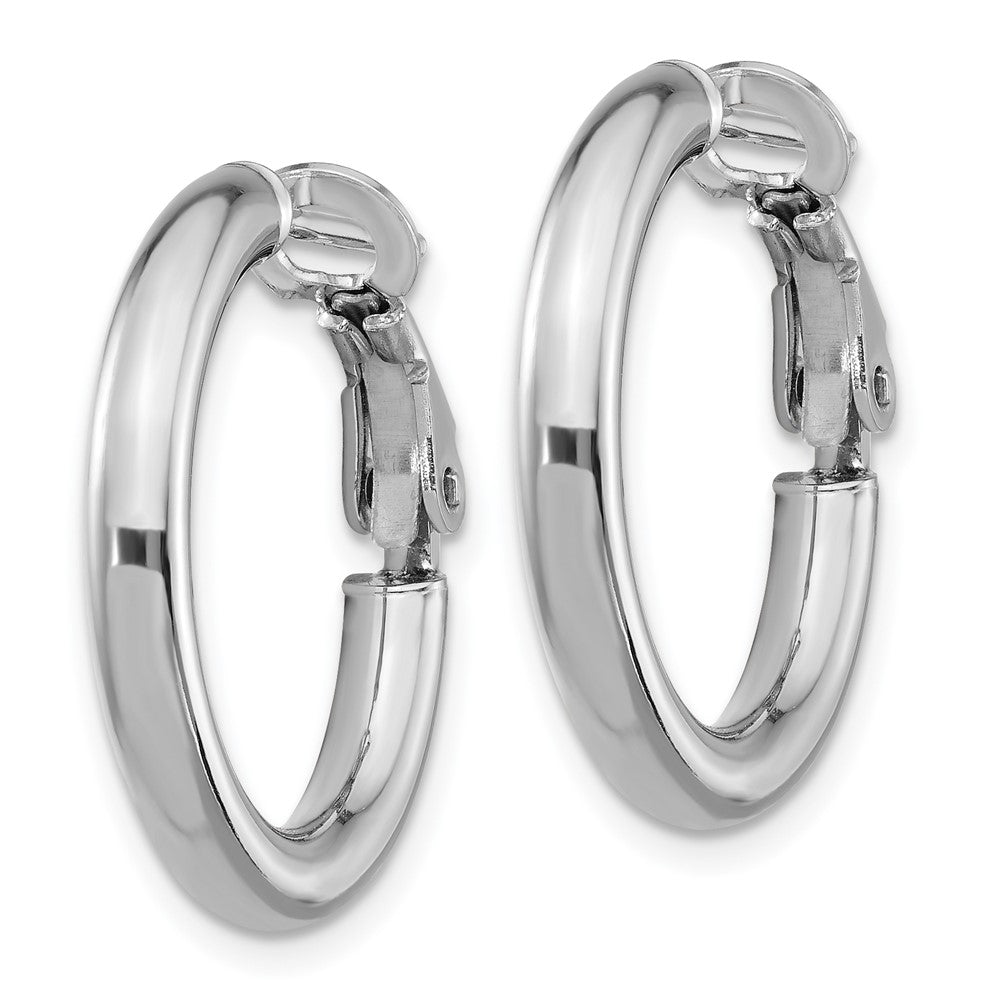 Gold Round Tube Omega Back Hoop Earrings