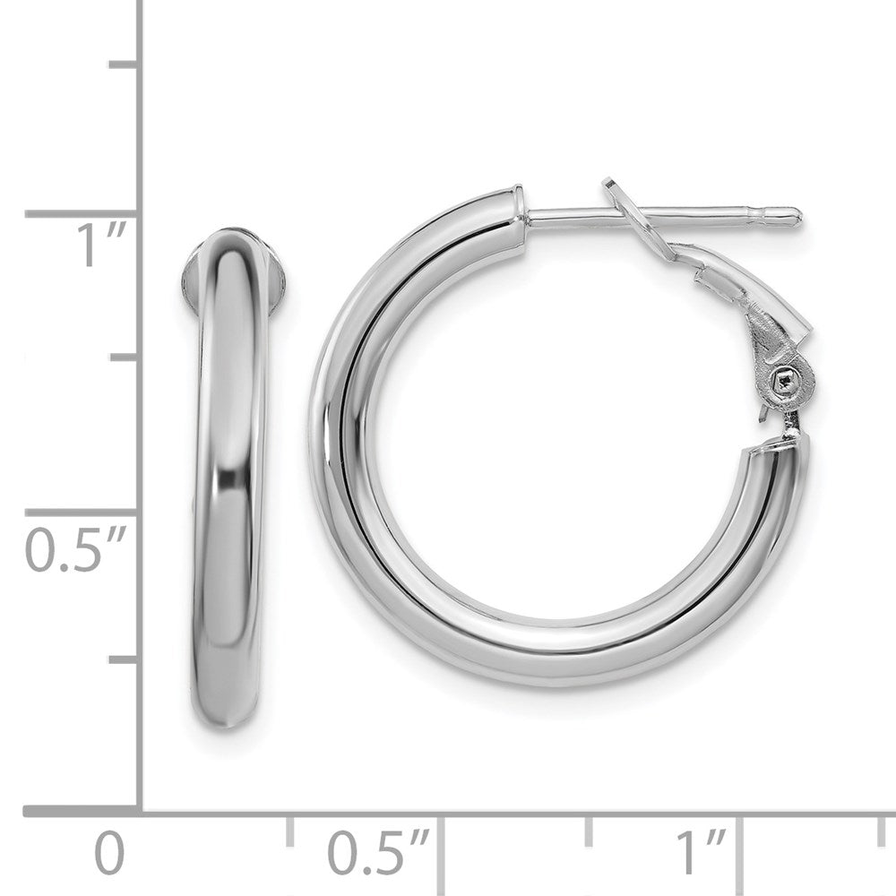 Gold Round Tube Omega Back Hoop Earrings