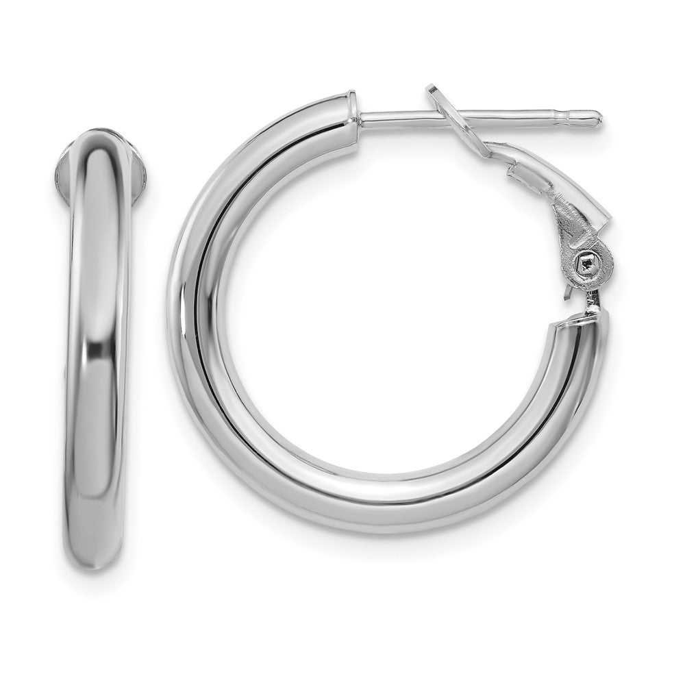 Gold Round Tube Omega Back Hoop Earrings