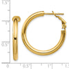Gold Round Tube Omega Back Hoop Earrings