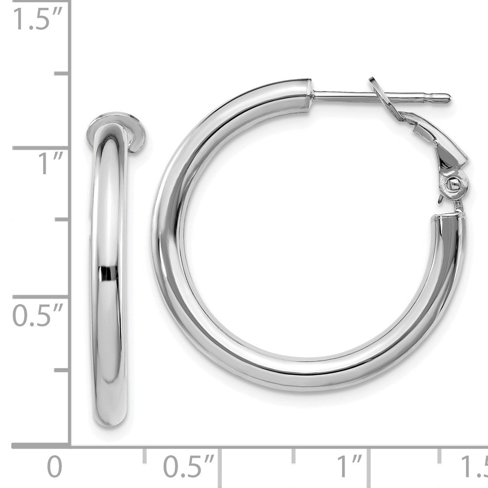Gold Round Tube Omega Back Hoop Earrings