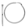 14k White Gold 3x52mm Polished Round Omega Back Tube Hoop Earrings