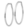 14k White Gold 3x57mm Polished Round Omega Back Tube Hoop Earrings