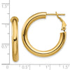 Gold Round Tube Omega Back Hoop Earrings
