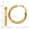 Gold Round Tube Omega Back Hoop Earrings