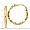 Gold Round Tube Omega Back Hoop Earrings