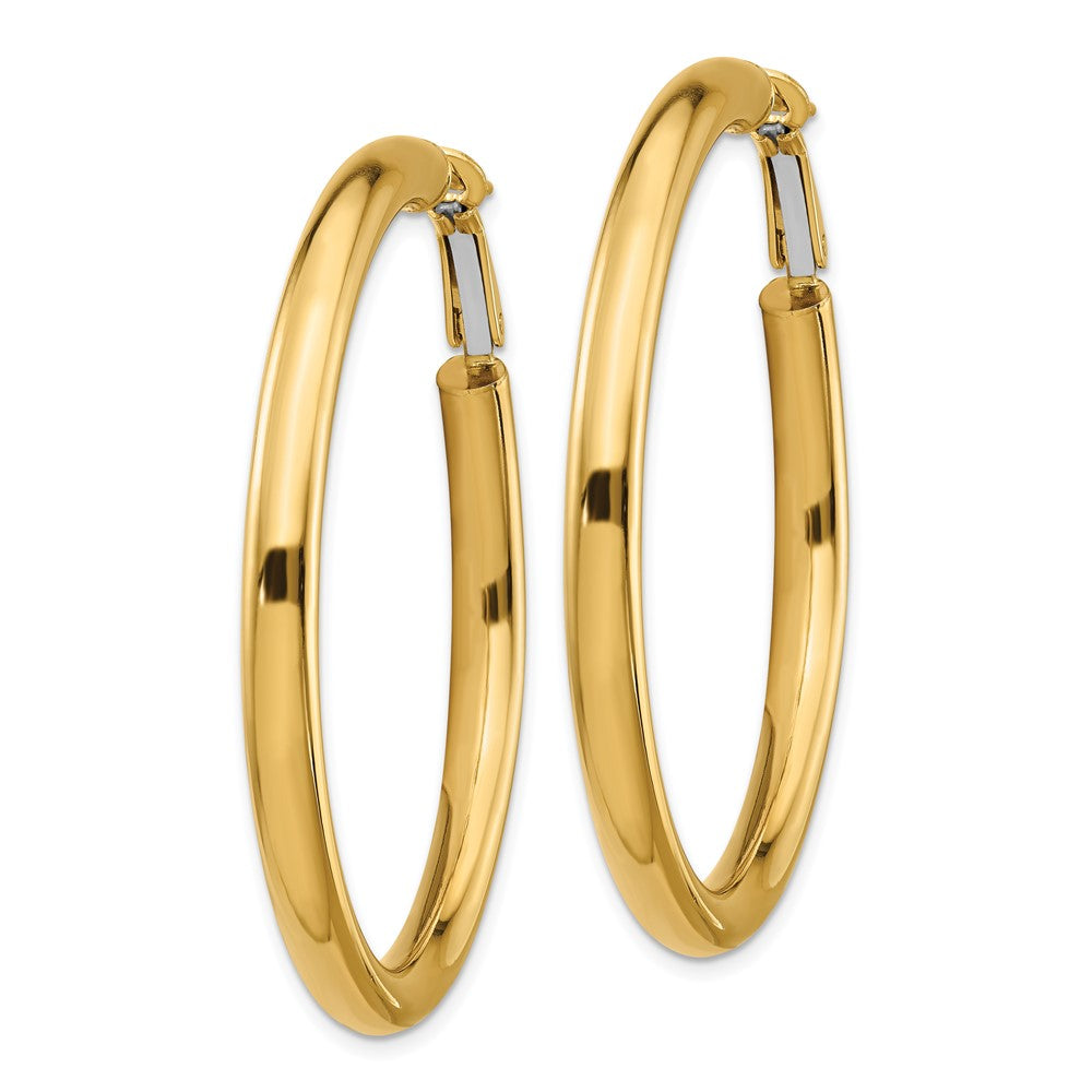 14k 4x50mm Polished Round Omega Back Tube Hoop Earrings