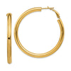14k 4x50mm Polished Round Omega Back Tube Hoop Earrings
